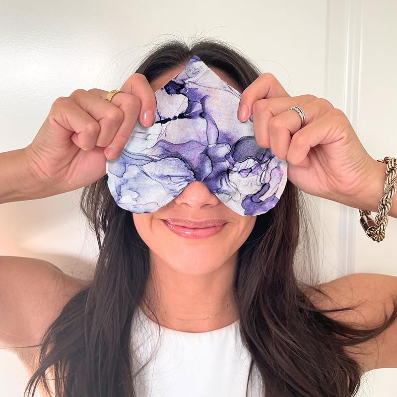 Handmade Heart-Shaped Eye Pillow - Organic Lavender & Flax Seed, Weighted for Hot/Cold Therapy | Holiday & Christmas Gift for Mom, Teachers, & Women (Pink & Purple)