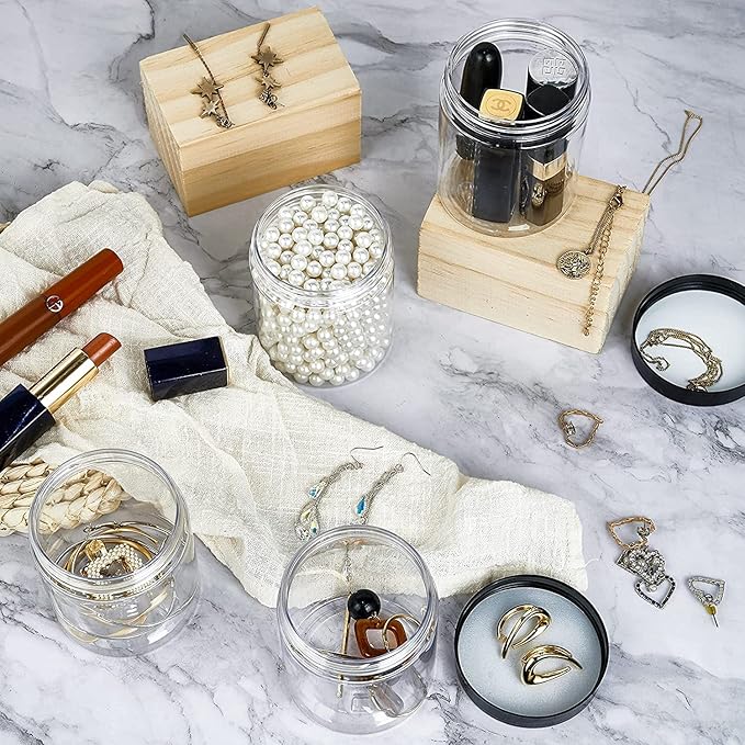 Eternal Moment 36 Pack 8 OZ Plastic Jars Round Clear Cosmetic Container Jars with White Lids, Perfect for Lotion, Slime，Cream, Ointments, Makeup, Eye Shadow, Samples, Pot, Travel Storage ﻿