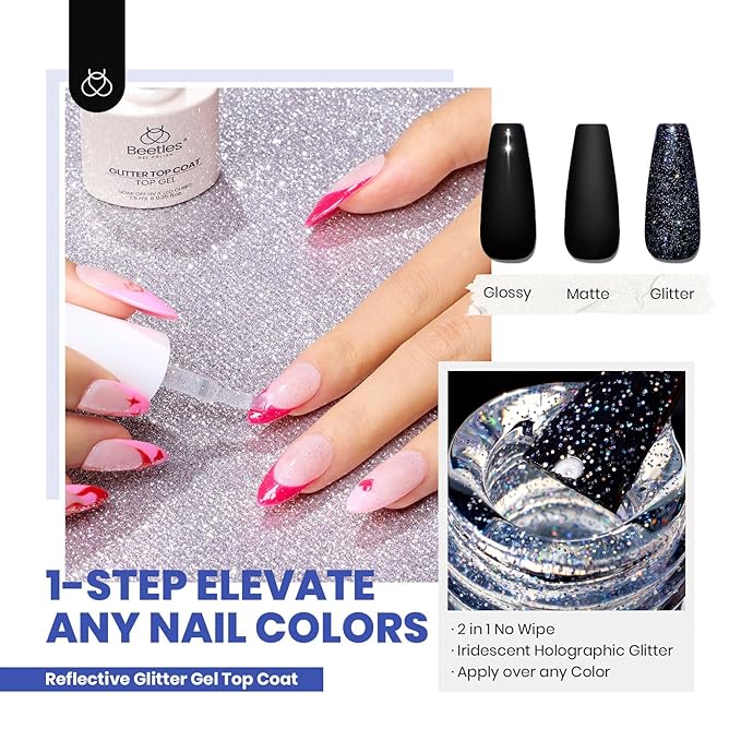 beetles Gel Polish 44pcs Gel Nail Polish Set 36 Colors Nail Polish Set with Base Coat Glossy Matte Glitter Top Coat Nude White Pink Red Blue Gel Gifts for Mom Colorful Muse Collection