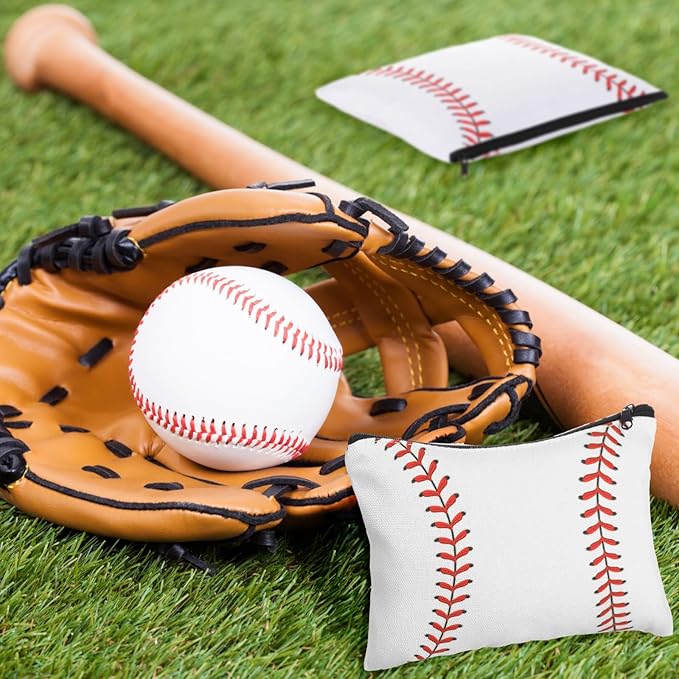 Eccliy 20 Pcs Baseball Makeup Bags Bulk Sport Team Gifts Baseball Cosmetic Bag Accessories for Women Toiletry Zipper Pouch Travel Canvas Gifts Stuff for Party Team Players Lover