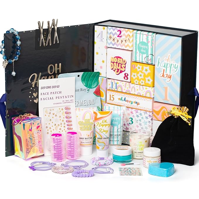 Mother's Day Gifts Holiday Beauty Advent Calendar Women's Spa Gift Set, Individual Gift Box Calendar for Women Full Kit Gift Surprise Box Bath & Body Product Set 15 Individually Boxed Holiday Gifts
