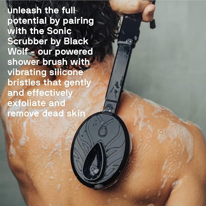 Black Wolf Charcoal Powder Body Wash Men - 10 Fl Oz Paraben-Free Mens Body Wash - Salicylic Acid Reduce Acne Breakouts and Cleanse Your Skin - Full Coverage & Deep Clean Men's Bodywash