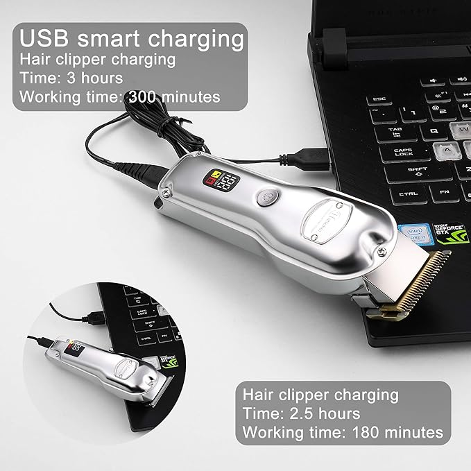 Hatteker Hair Clipper for Men IPX7 Waterproof Cordless Barber Clipper for Hair Cutting Kit with T-Blade Trimmer Beard Trimmer Kids Clipper Professional USB Rechargeable