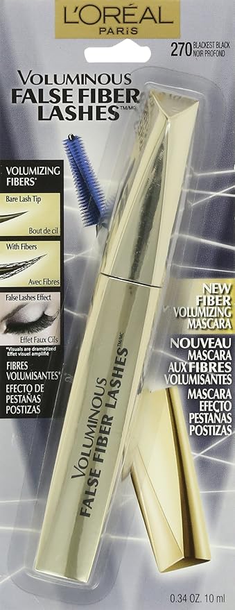 L’Oréal Paris Voluminous False Fiber Lashes Mascara, Blackest Black, 0.34 fl. oz.