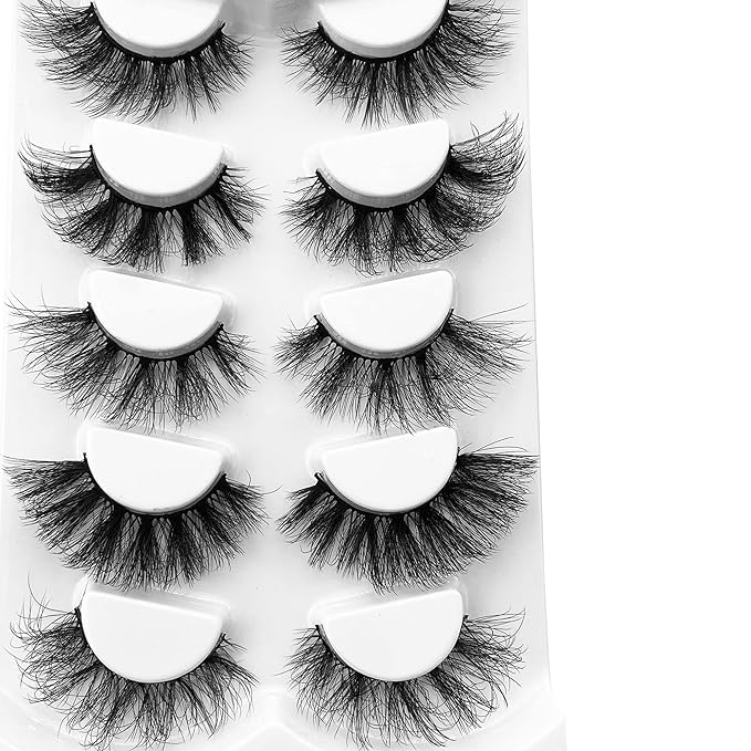 False Eyelashes Mink Lashes Fluffy Dramatic 20mm Long Faux Mink Eyelashes D Curl Wispy Fake Lashes Pack Look Like Extension