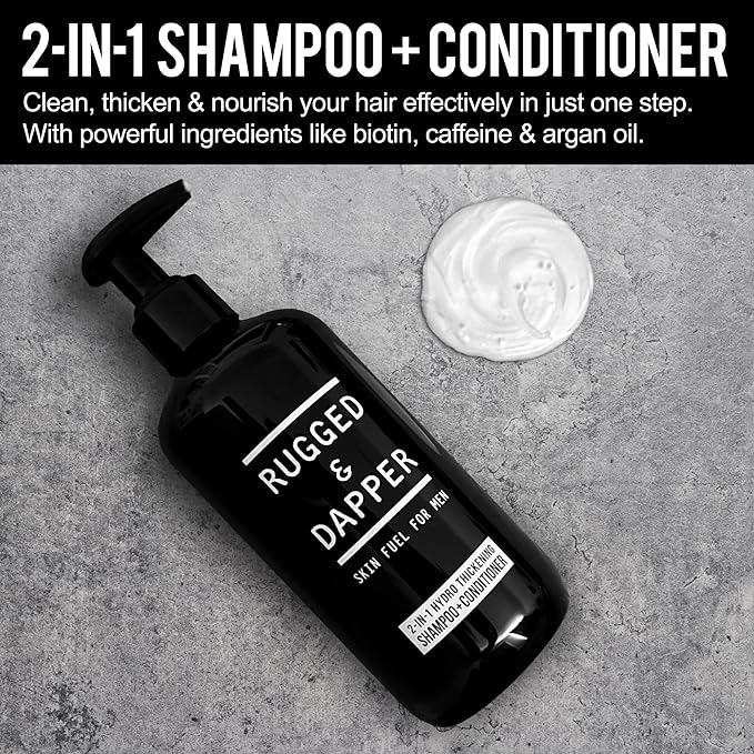 RUGGED & DAPPER 2-in-1 Mens Shampoo and Conditioner - Biotin Hair Thickening Shampoo for Men - SLS-free and Paraben-Free