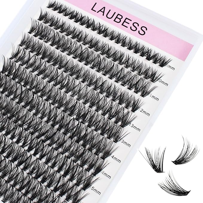 Eyelash Clusters LAUBESS Lash Clusters Individual Lashes Cluster Eyelash Extensions DIY at Home Waterproof Cluster Lashes (40D-C-9-16)