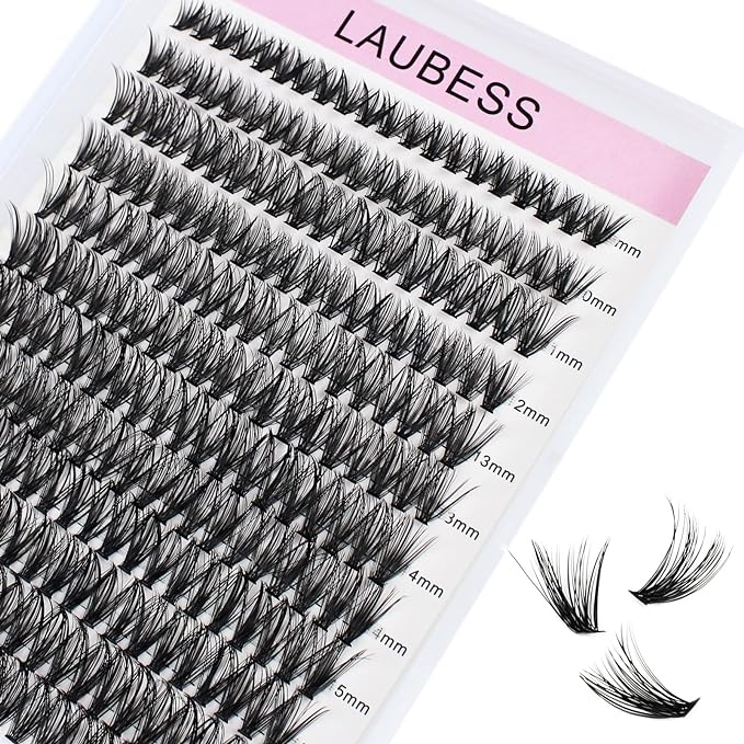 Cluster Eyelash Extensions Mixed LAUBESS Eyelash Clusters 40D Lash Clusters DIY Lash Extension Individual Lashes Natural Cluster Lashes Eyelash Extension (40D-0.07D-8-14mm), Black