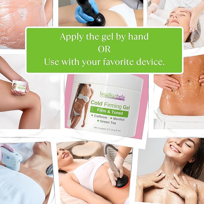 Brazilian Belle Cold Firming Gel - Skin Tightening & Anti Cellulite Cream with Caffeine - Advanced Skin Firming & Body Firming Gel for Loose & Sagging Skin - Suitable for All Skin Types