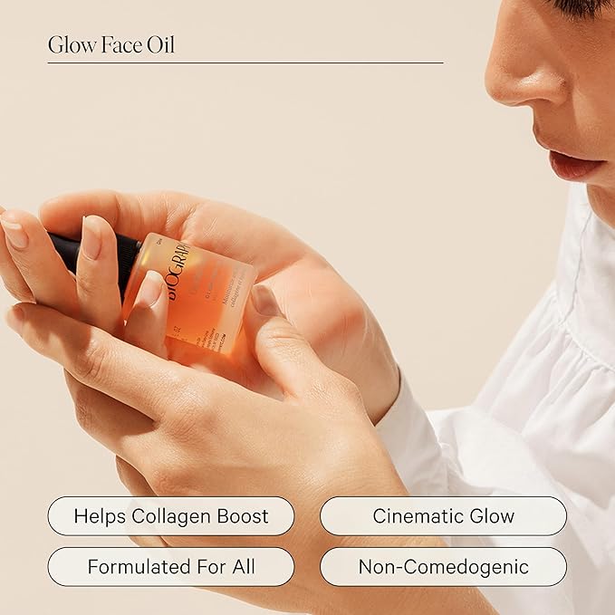 Face Oil Glow Beauty Treatment, 13ml. Anti-Aging Jojoba, Collagen Boosting Vitamin E, Hydrating Rosehip. All Skin Types. Organic Vegan Facial Oil for Women Rejuvinating Skincare & Face Moisturizer