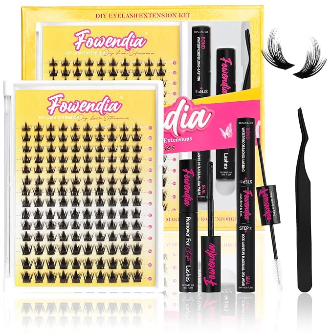 Manga Lash Clusters Kit 8-14mm Eyelash Clusters DIY Lash Extension Kit Waterproof Anime Lashes Ultra-Thin Invisible Band 0.3mm Cluster Eyelash Extensions, California Sunset Short-Kit