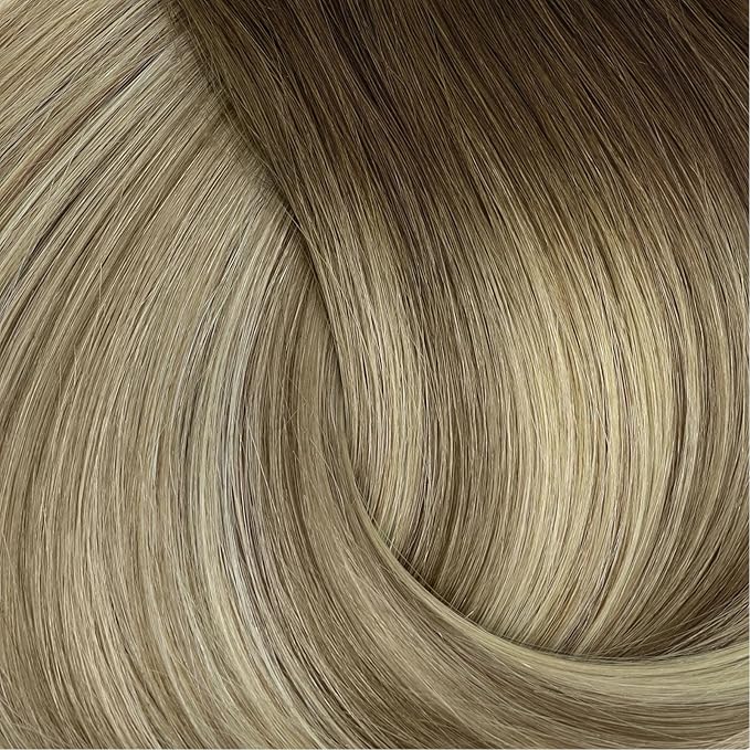 Full Shine Clip on Hair Extensions Human Hair 16 Inch Lace Clip in Extensions Real Human Hair Medium Brown Ombre Ash Brown Mix Light Blonde Straight Remy Hair Extensions 3 Pcs