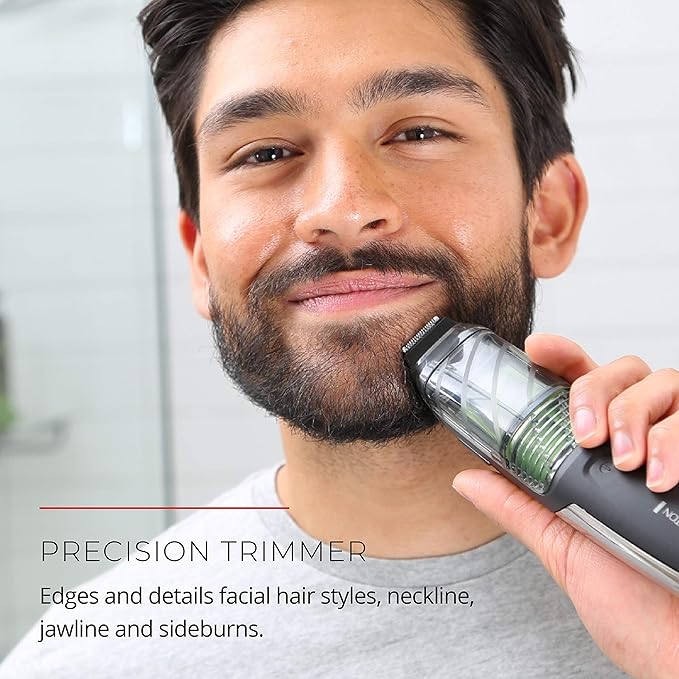 Remington Vacuum Beard Trimmer,13 Length and Style Settings with Adjustable Length Comb (2-18mm),Vacuum Trimmer for Beard, Mustache, and Stubble, Rechargeable Lithium Power, Washable, Removable Blades