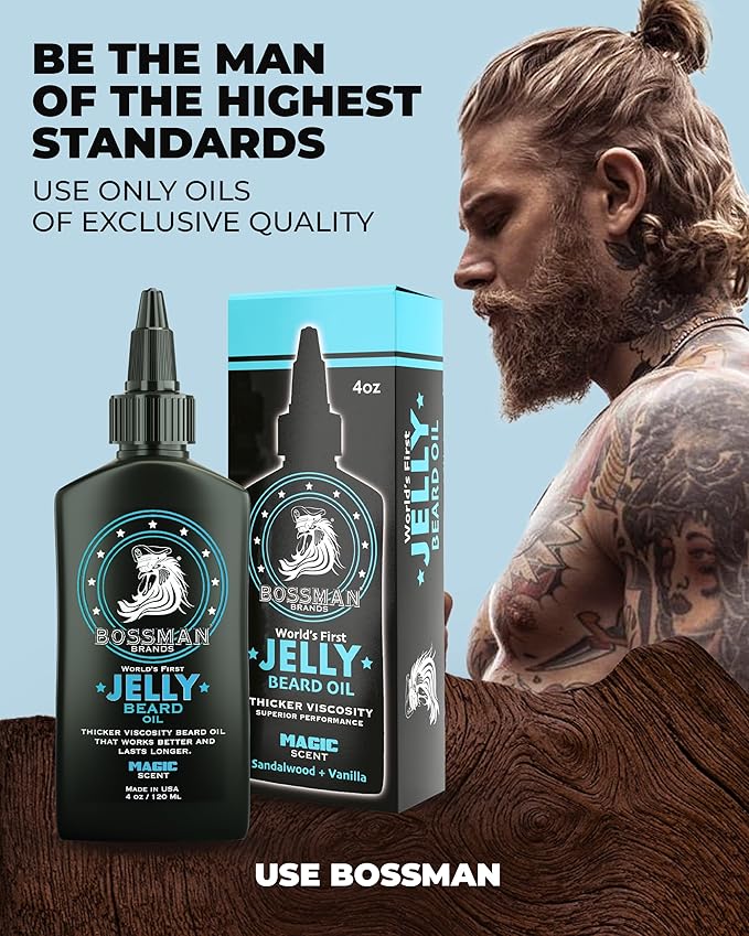 Bossman Jelly Beard Oil for Men & Beard Balm for Men Combo - Magic Scent