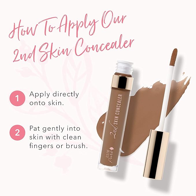 100% PURE 2nd Skin Concealer (Fruit Pigmented), Shade 7, Full Coverage, Lightweight, Liquid Concealer for Face, Under Eyes, Vegan Makeup (For Deep Skin w/Cool-Neutral Undertones) - 0.17 Fl Oz