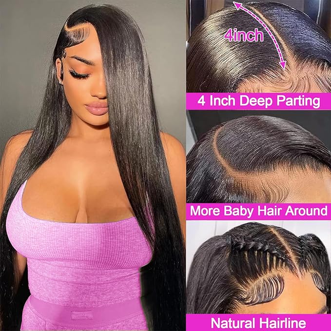 22 Inch Lace Front Wigs Human Hair 180% Density 13x4 HD Lace Front Wigs Human Hair Pre Plucked Glueless Wigs human hair for Women Straight Lace Frontal Wigs Human Hair