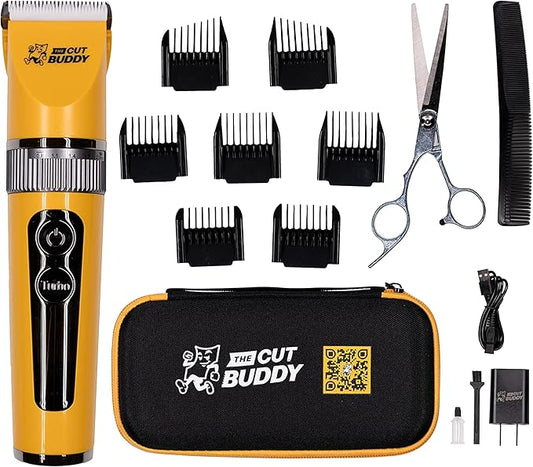 The Cut Buddy Clipper & Grooming Set, Cordless Hair & Beard Trimmer with 7 Guards, Titanium Blades, Waterproof, Beginner-Friendly Kit