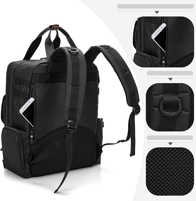 BAFASO Large Capacity Barber Case, Travel Hairdresser Bag Holds Various Hair Cutting Tools (Bag Only), Black