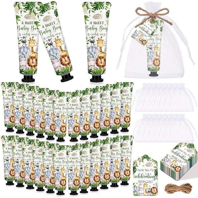 48 Sets Baby Shower Hand Cream Party Favors for Guests Gift Bulk Travel Size Hand Lotion Set for Baby Shower Wedding Christmas(Animals)