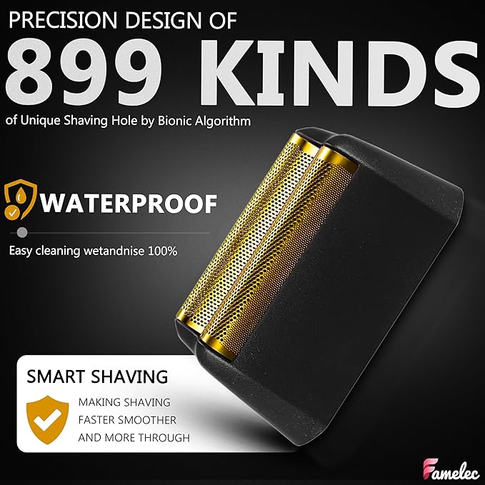 Black Razor Blades 5 Star Series for Wahl Foil Shaver Replacement Head Model 7031-100, 7043-100, Foil & Cutter Bar Assembly Compatible with Wahl Finale Replacement Foil, Head Shavers for Men