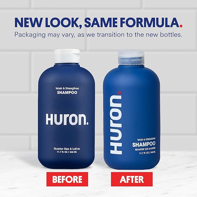 Huron Men's Daily Shampoo for Full & Strong Hair - Nourishing Shampoo with Argan Oil & Vitamins E and B5 - 11.7oz (2 Pack)