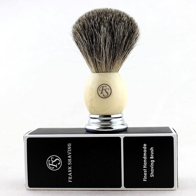 Pure Badger Shaving Brush,Frank FS shaving Chrome Metal Base Shaving Brushes for Men Personal and Professional Shaving in a Gift Box(Knot Size 20mm)