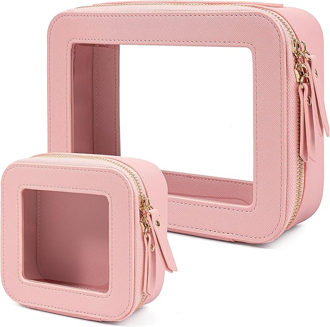 Clear Makeup Bag, Small Makeup Bag TSA Approved Toiletry Bag Cosmetic Travel Bag Cute Makeup Bag Organizer Makeup Case Pouch Car Essentials for Women Men