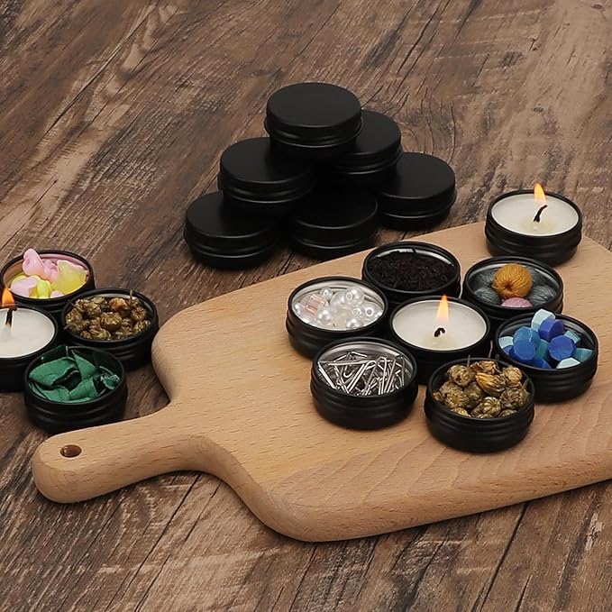 234 Pack Round Cans with Screw Lid 1/2 OZ Aluminum Metal Tins,for DIY homemade lotion bars, salves, and candles, Balms, Spices, Beard Balm, Crafts with 6 Markers 8 Sheets Label Stickers