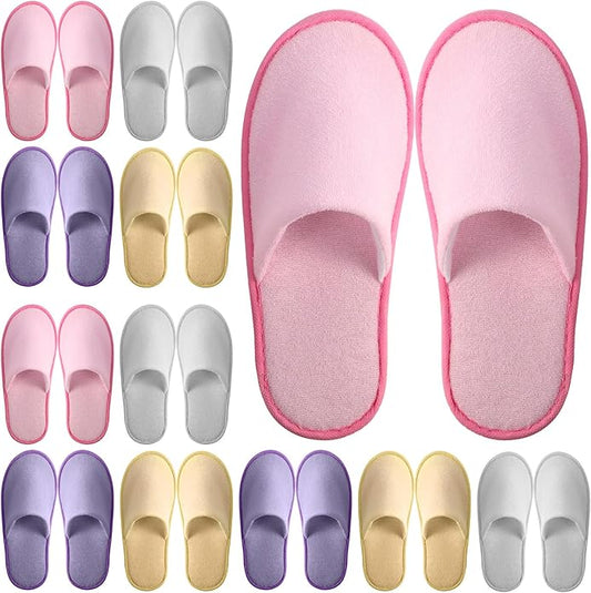 Geyoga 12 Pair Disposable House Slippers for Guests Non Slip Disposable Slippers for Spa Travel Hotel Shoeless Home Bride Bathroom Bedroom