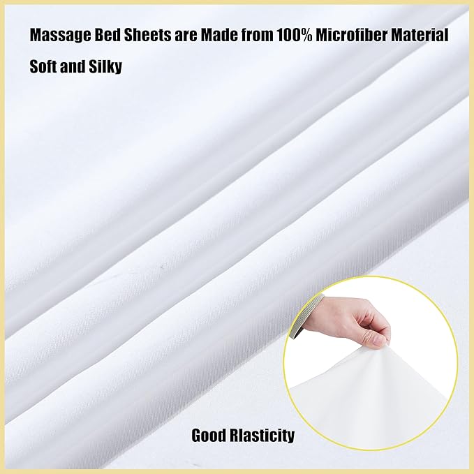 Microfiber Massage Table Sheet Sets 3 Pcs Massage Bed Cover Soft Wrinkle Free Includes Massage Fitted Sheet,Massage Sheets and Face Cradle Cover for SPA Beauty Salon Tattoos (White)