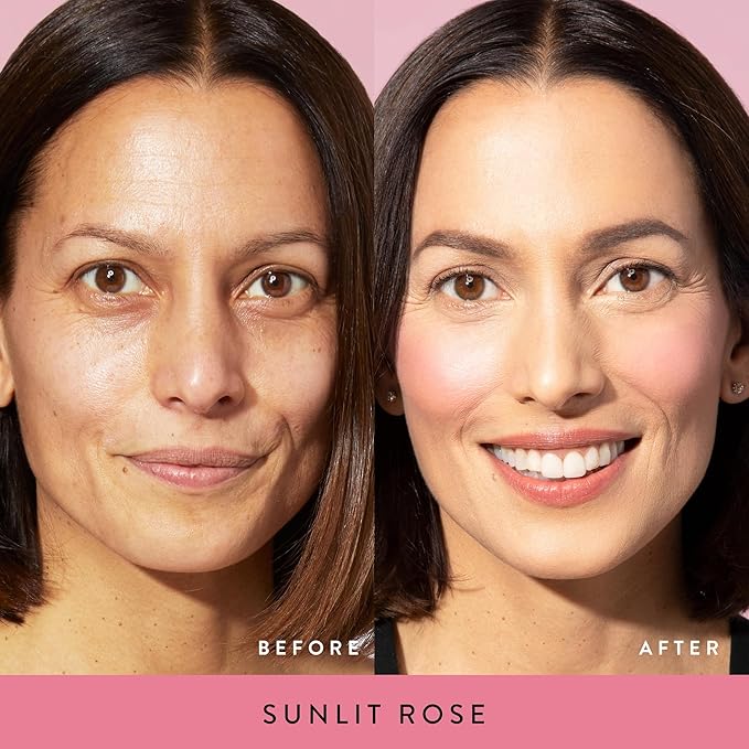 LAURA GELLER NEW YORK Baked Blush-n-Brighten Marbleized Blush for Cheeks - Sunlit Rose - Satin Finish - Buildable Color