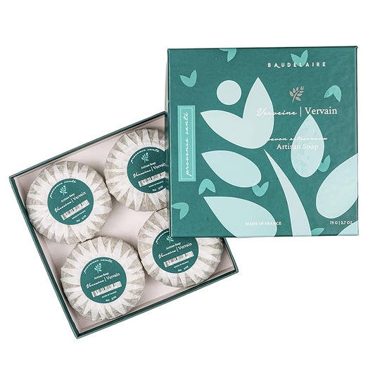 Provence Sante Luxury French Cleansing Bar - Moisturizing Shea Butter - Triple-milled Vervain Fragrance, 2.7oz 4-Bar Gift Box