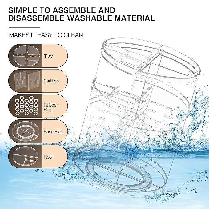 360° Rotating Makeup Organizer, DIY 7 Adjustable Layers Spinning Holder, Large Capacity Cosmetic Storage Box Skincare Perfume Organizer for Vanity Countertop (Small Ultra Clear)