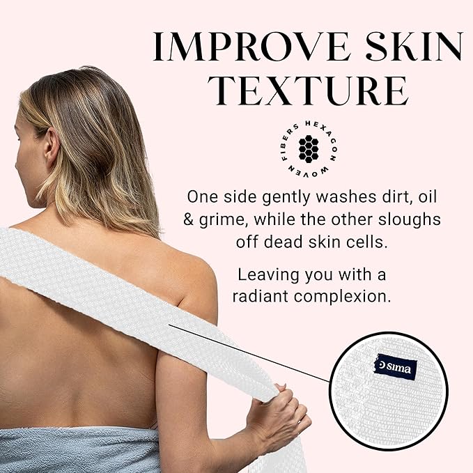 Sima - Bundle - Exfoliating Face & Body Scrub Towel White + Gentle Face Cloth
