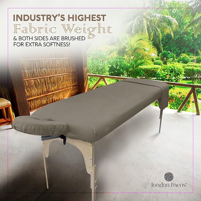 LONDON LINENS Soft Microfiber 3-Piece Massage Table Sheets - Super Lightweight, Stain and Wrinkle Resistant - Includes Table Cover, Fitted Sheet, and Face Rest Cover (walnut)