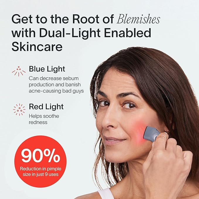 Solawave Bye Acne Spot Treatment | Premium Pimple Red Light Therapy & Blue Light Recovery | Use Before Pimple Patches | Acne Care Light Device | Face Care Must-Have | Solawave Original