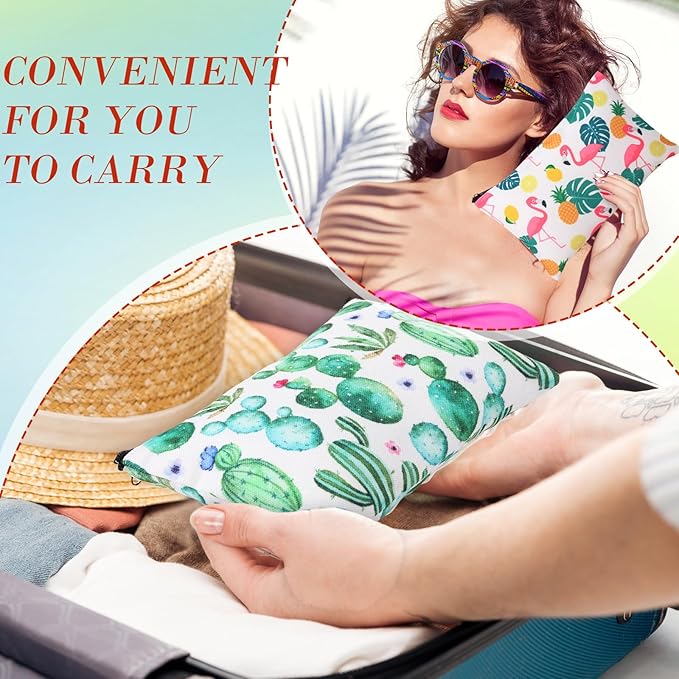 Eccliy 20 Pcs Summer Makeup Bag Cosmetic Bag Canvas Gifts Summer Themed Accessories for Girls Toiletry Pouch with Zipper for Women Party Shopping Home Travel, 8 x 5 Inch