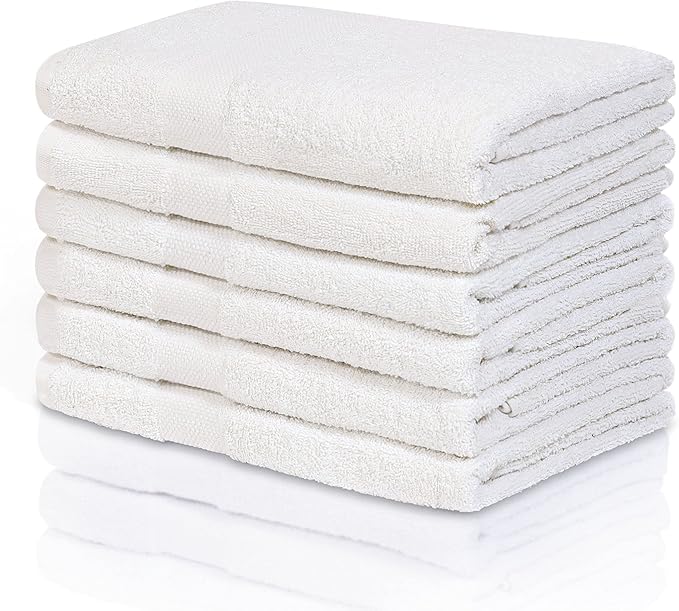 Simpli-Magic 79404 Bath Towels, White, 25x50 Inches Towels for Pool, Spa, and Gym Lightweight and Highly Absorbent Quick Drying Towels, 25 in x 50 in