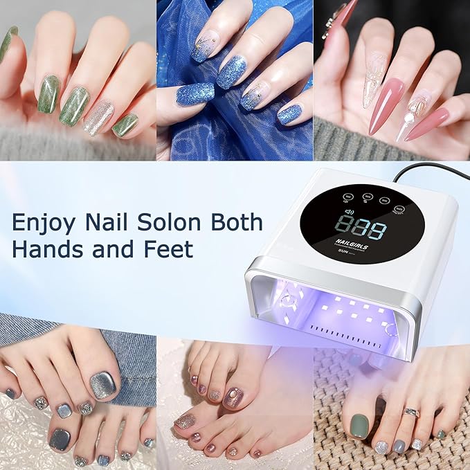 NAILGIRLS UV Nail Lamp, 150W UV Light for Gel Nail, Nail Lamps for Gel Polish with 4 Time Setting, UV LED Nail Light with Large LCD Display, Fast Curing Lamp for Salon or Home