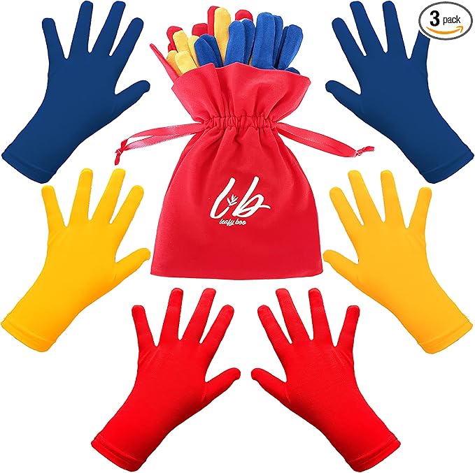 Bamboo Gloves for Eczema, Kids Age 8-10, Dry Hands, Moisturizing Gloves for Children Overnight, 3 Pairs