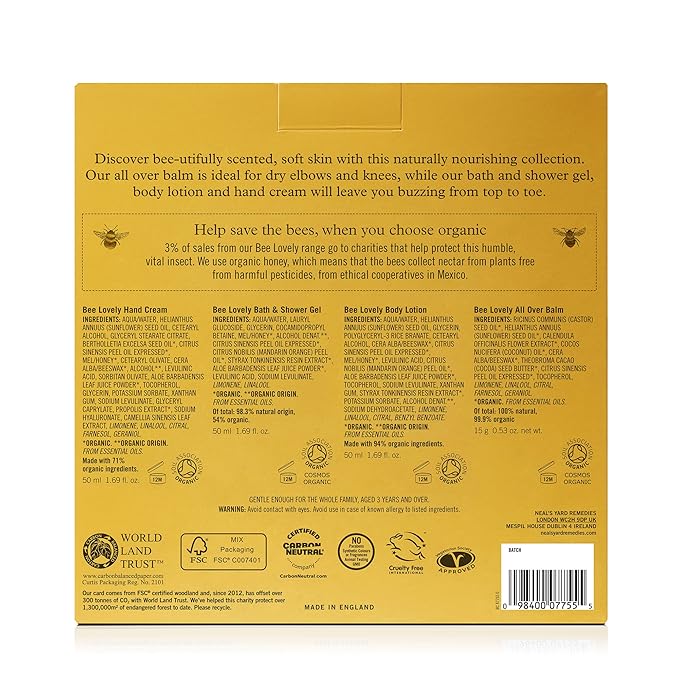 Neal's Yard Bee Lovely Nourishing Collection, Nourishing & Bee-Friendly, Vegetarian Approved, Cruelty Free, 4 Pieces