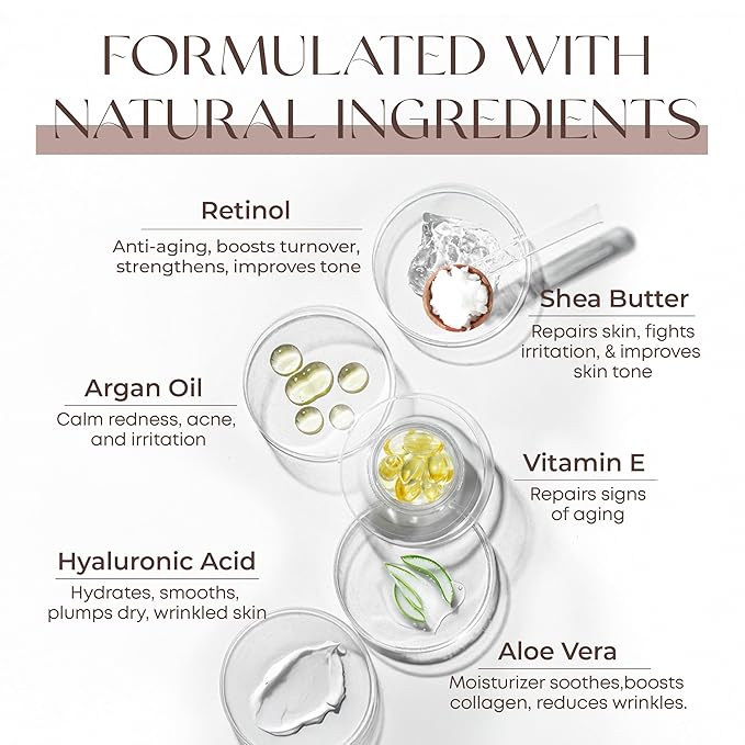 Retinol & Vitamin E Face Moisturizer - Dermatologist Tested, Hydrating, Restores Sun-Damaged Skin, Anti-Aging - Reduces Acne Scars, Clean Beauty, Cruelty-Free Korean Skincare - 1.69 Fl oz