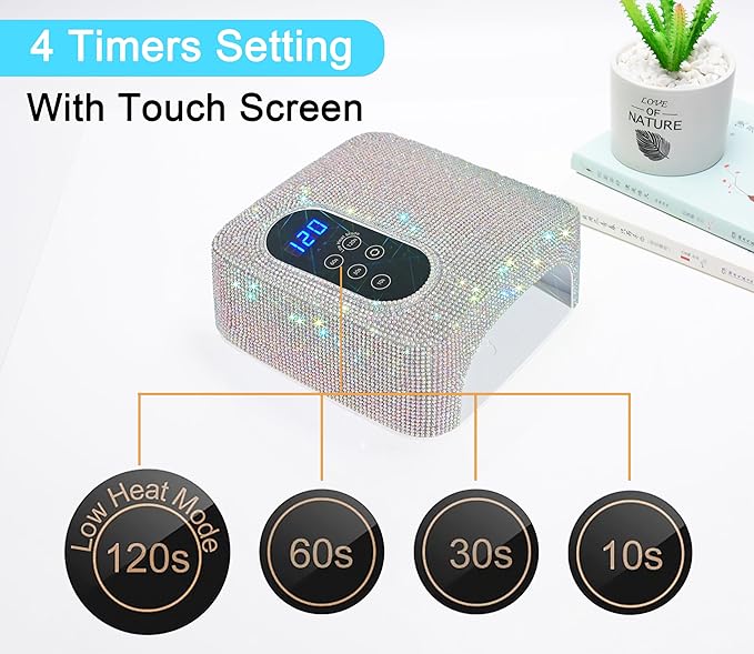 72W Cordless Led Nail Lamp, Rechargeable Nail Dryer, Portable Gel UV Led Nail Light with 4 Timer Setting Sensor, Professional Gel Nail Lights Nail Art Manicure Tools for Home and Salon