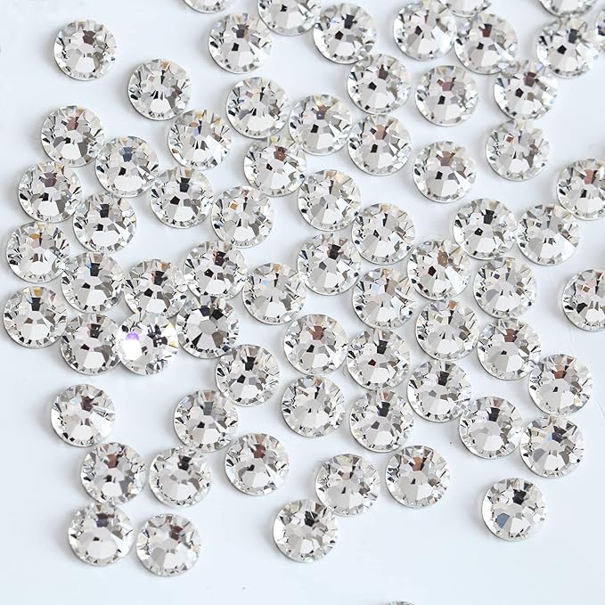 Blinginbox Flatback Rhinestones Bulk,14400pcs Crystal Round Loose Gemstones Glass Rhinestones for Crafts Makeup Nail Art Clothes Shoes DIY Decorations(SS6, 1.9-2.0mm,Crystal)