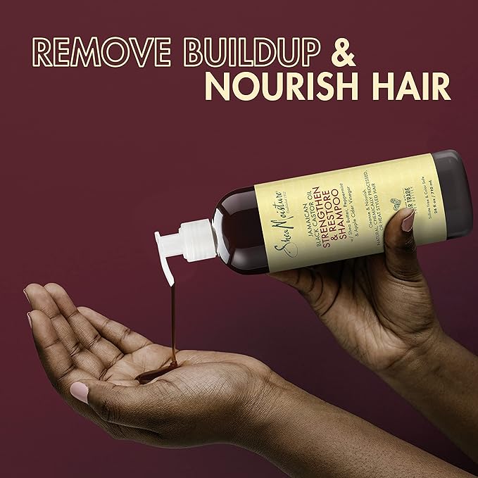 Shea Moisture Jamaican Black Castor Oil Curly Hair Set with Shea Butter - Strengthening Shampoo, Conditioner, and Growth Treatment for Healthy Hair (24 Fl Oz Each)