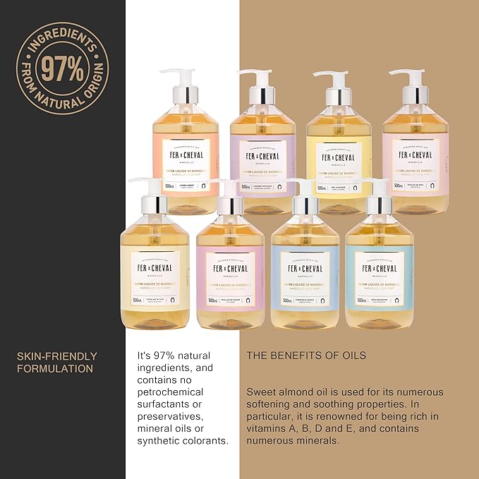 Fer à Cheval Savon Liquide De Marseille Soap, Luxury Hand Soap Savon De Marseille Soap Bundle, 500ml/16.9fl oz