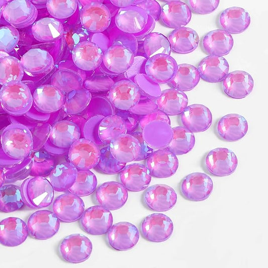 Beadsland 1440pcs Flat Back Crystal Rhinestones Round Gems for Nail Art and Craft Glue Fix, Luminous Purple, SS16,3.8-4.0mm