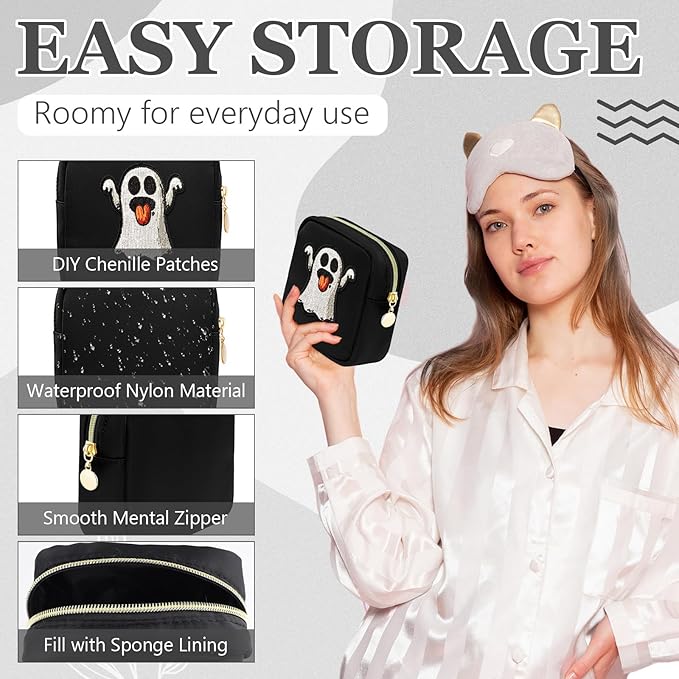 16 Pcs Mini Makeup Bags Bulk Nylon Cosmetic Bags Pouch for Purse Travel Bag Pouch Toiletry Organizer Pouches Bag for Women, Small Zipper Pouch Preppy Coin Purse for Custom Valentines Gifts