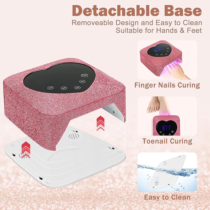 UV LED Nail Lamp Rechargeable 72W Cordless Portable UV Light for Gel Nails Polish,Rhinestones Nail Dryer Light with Glove,Auto Sensor,5 Timer,30 Beads,Fast Curing Gel X Polish Lamp for Home Salon