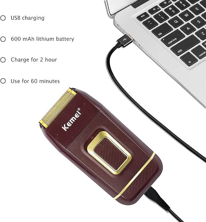 KEMEI Foil Shaver Double Electric Shaver for Men Electric Razors Head Shavers for Bald Men Barber Supplies Hair & Beard Trimmer Cordless Rechargeable